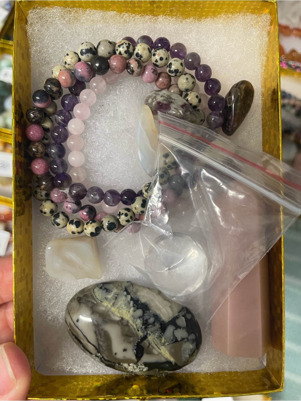 Crystal Tower, crystal Palm, Stone and Crystal bracelets goodie box